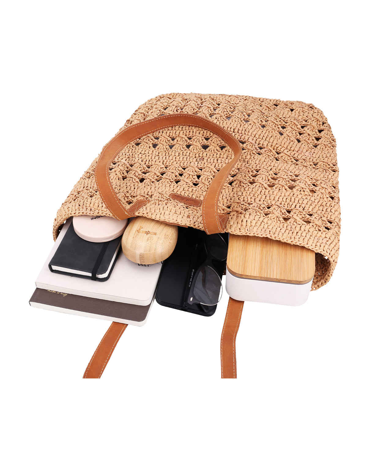 gusti-leder-alise-handtasche-damen-raffia-braun image 3