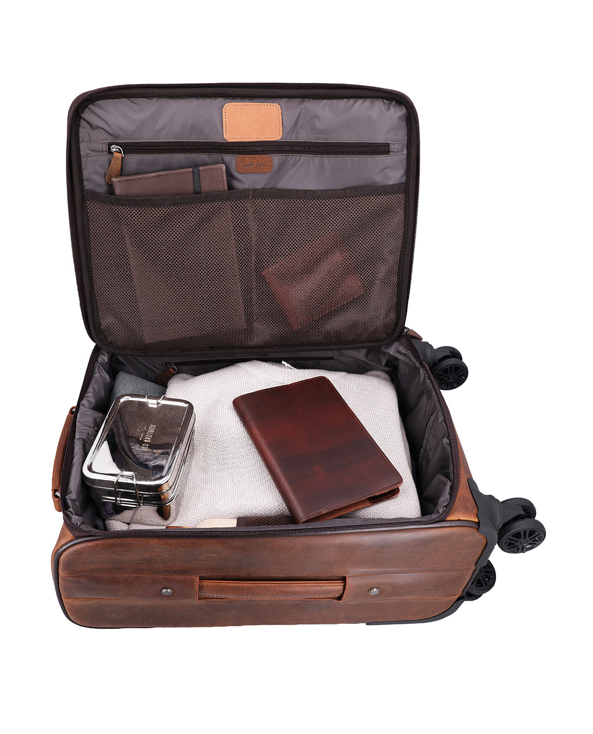 gusti-leder-asia-rollkoffer-trolley-aus-b-ffelleder-braun-4-rollen image 3