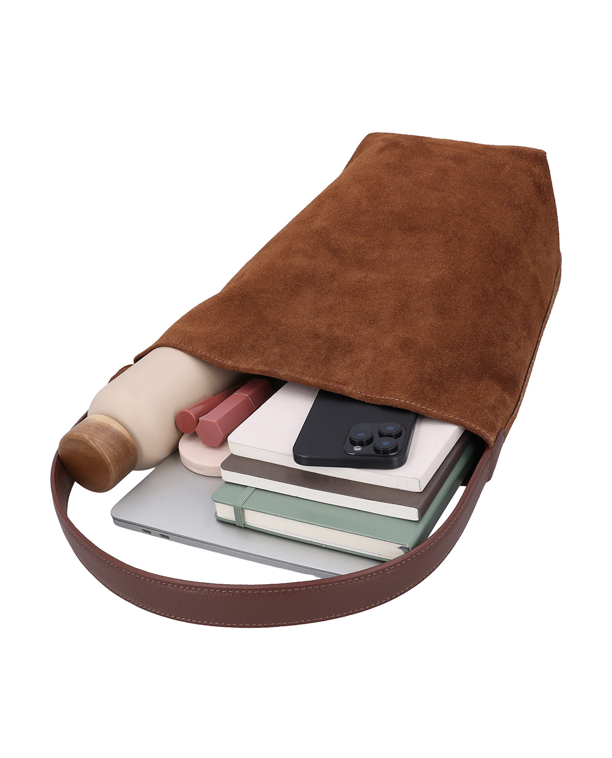 gusti-leder-lis-shopper-handtasche-damen-veloursleder-braun-mit-zusatztasche image 3