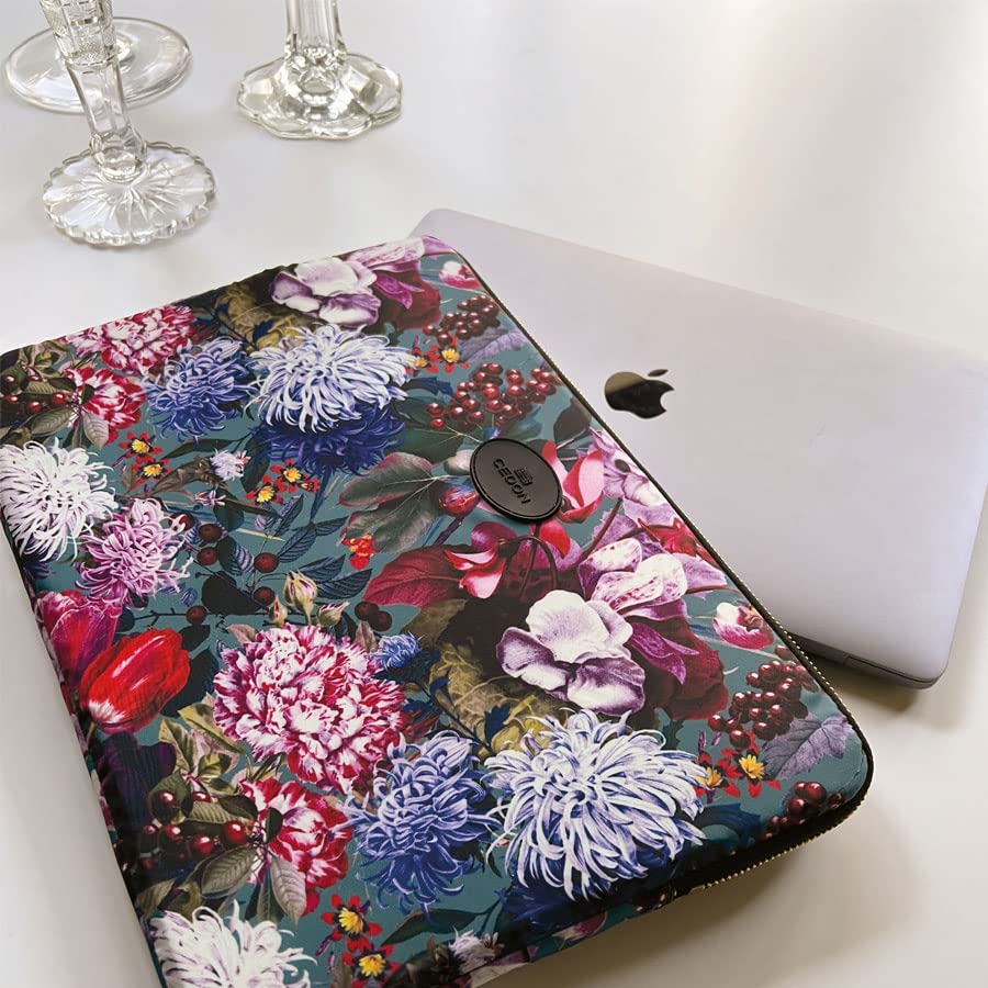 cedon-easy-laptop-case-blumenbouquet-petrol-leichte-laptoptasche image 2