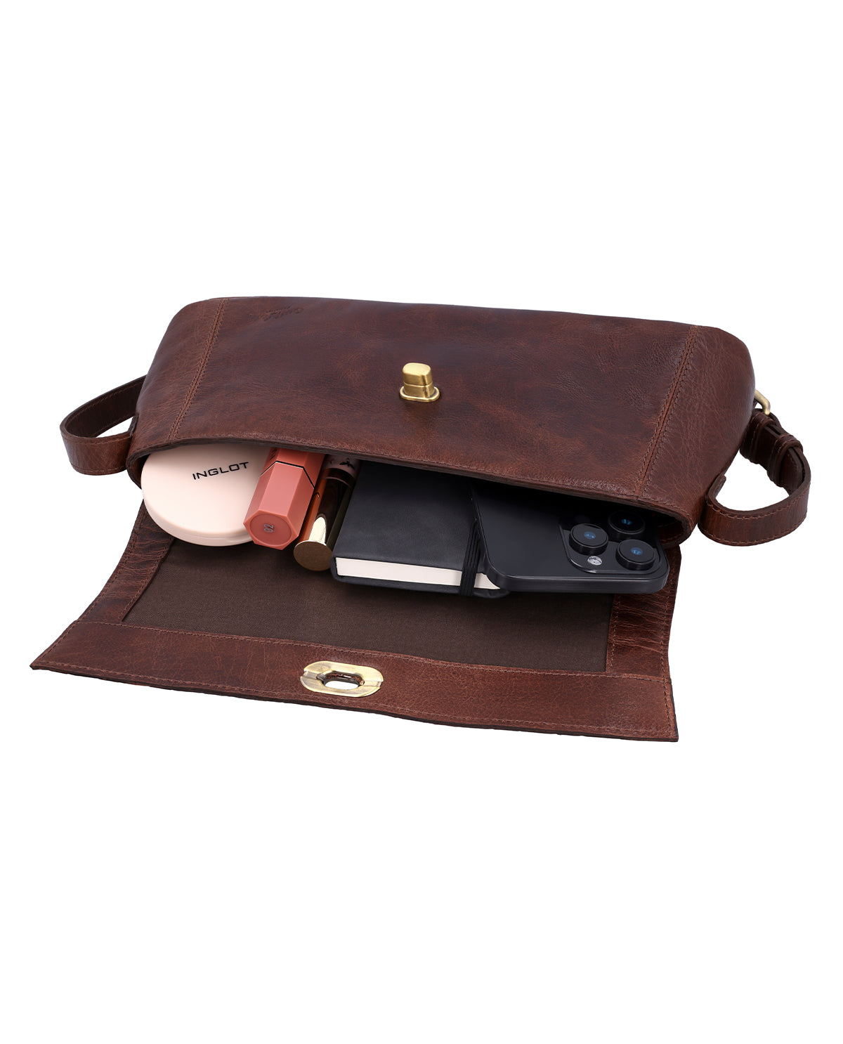 gusti-leder-sari-kleine-lederhandtasche-damen-dunkelbraun-mit-drehverschluss image 5