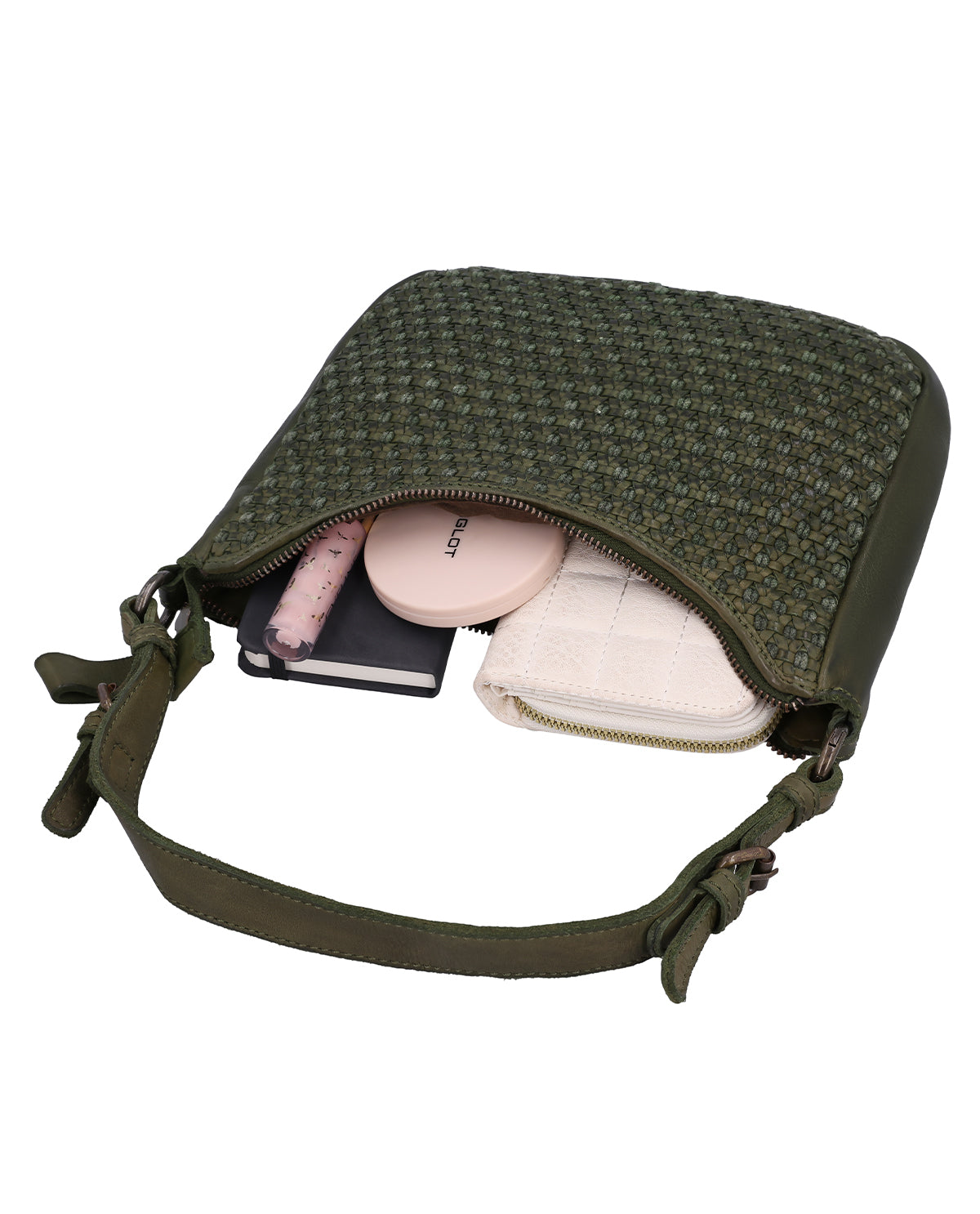 gusti-leder-darina-lederhandtasche-damen-gr-n-geflochten image 7