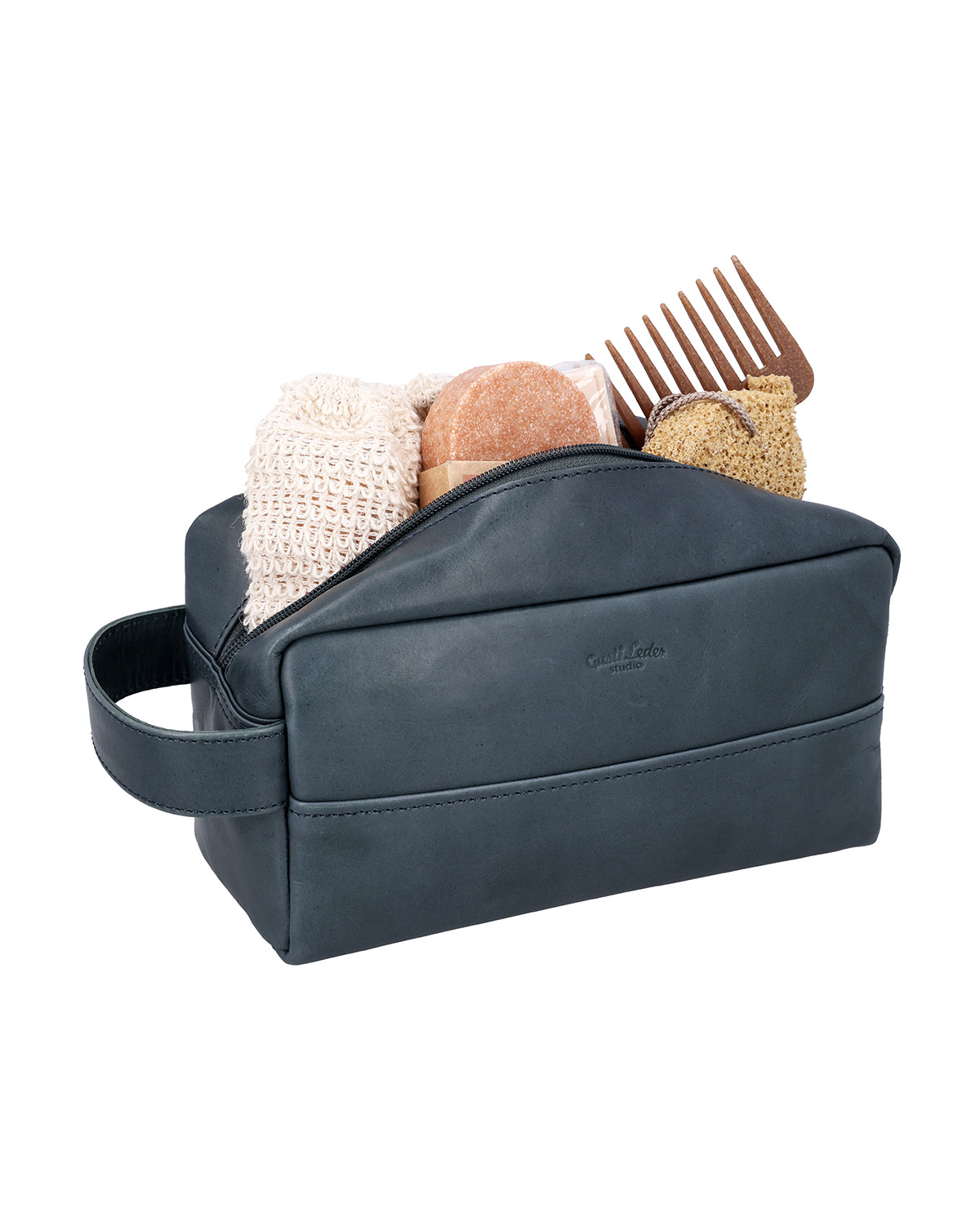 gusti-leder-hermann-waschtasche-blau-kulturbeutel image 3
