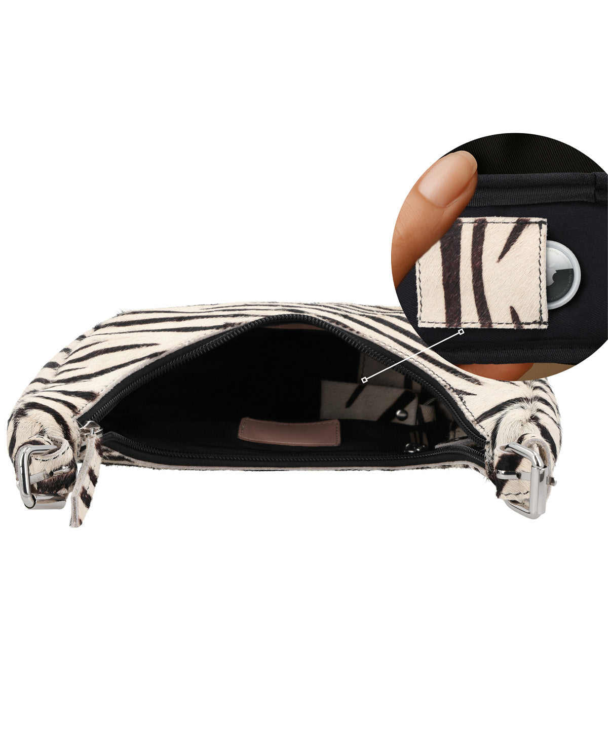 gusti-leder-heike-kleine-handtasche-leder-zebra-print image 7
