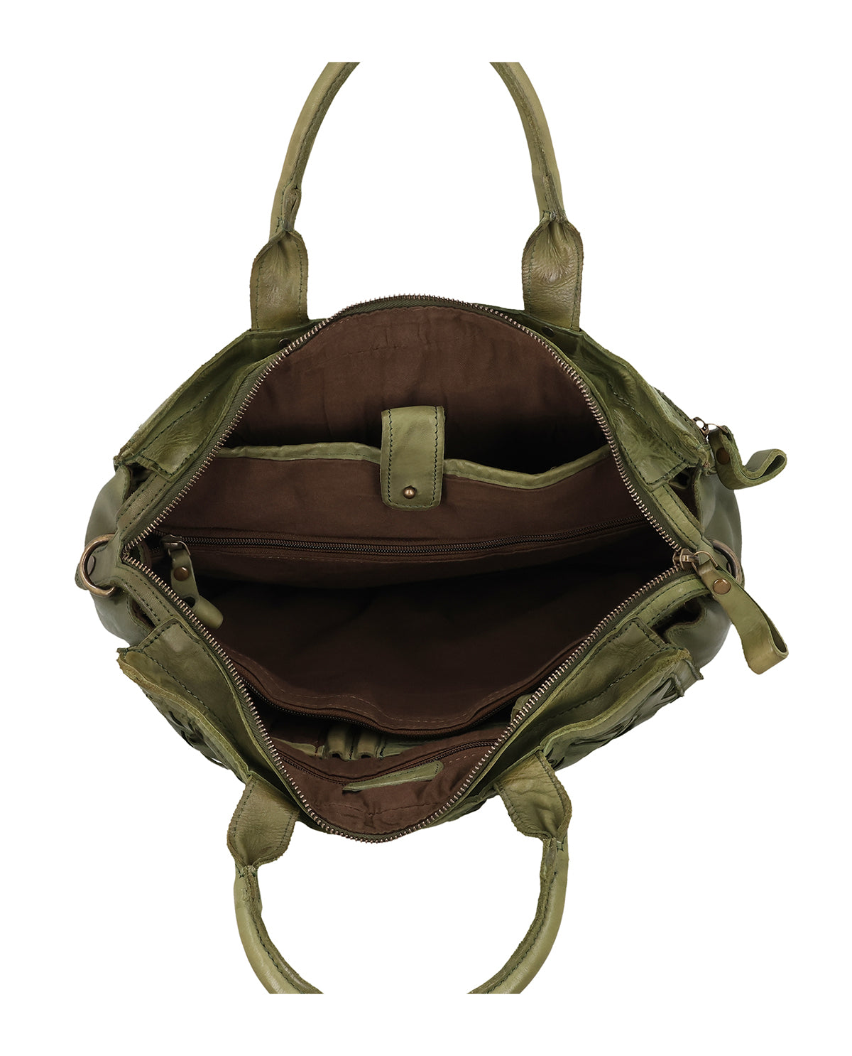 gusti-leder-jessi-messenger-bag-gr-n-mit-flechtoptik-und-laptopfach image 5