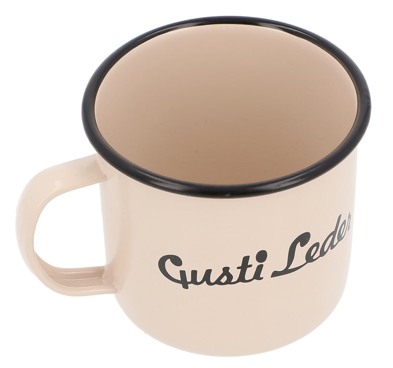 gusti-leder-becher-mildstahl-emaille-wei-mit-logo image 3