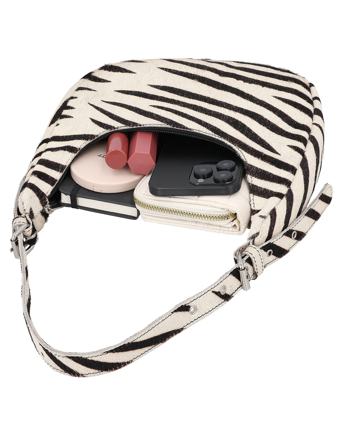 gusti-leder-heike-kleine-handtasche-leder-zebra-print image 3
