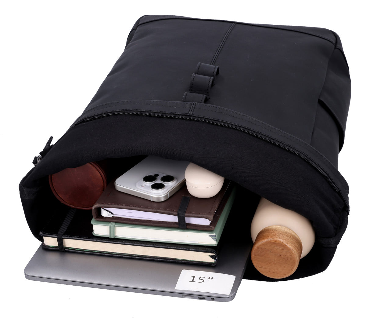 gusti-leder-bendik-rolltop-rucksack-aus-leder-schwarz-daypack-f-r-uni-schule-und image 3