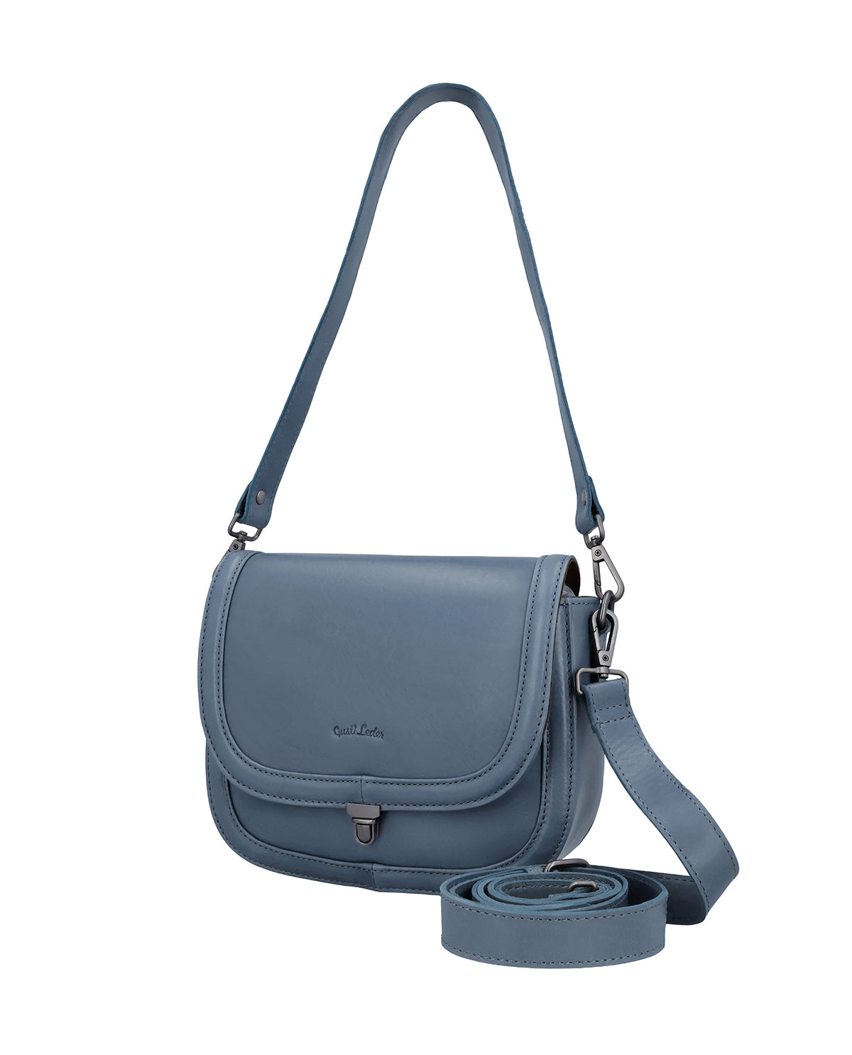 gusti-leder-hanni-kleine-blaue-lederhandtasche-damen-mit-airtag-fach image 3