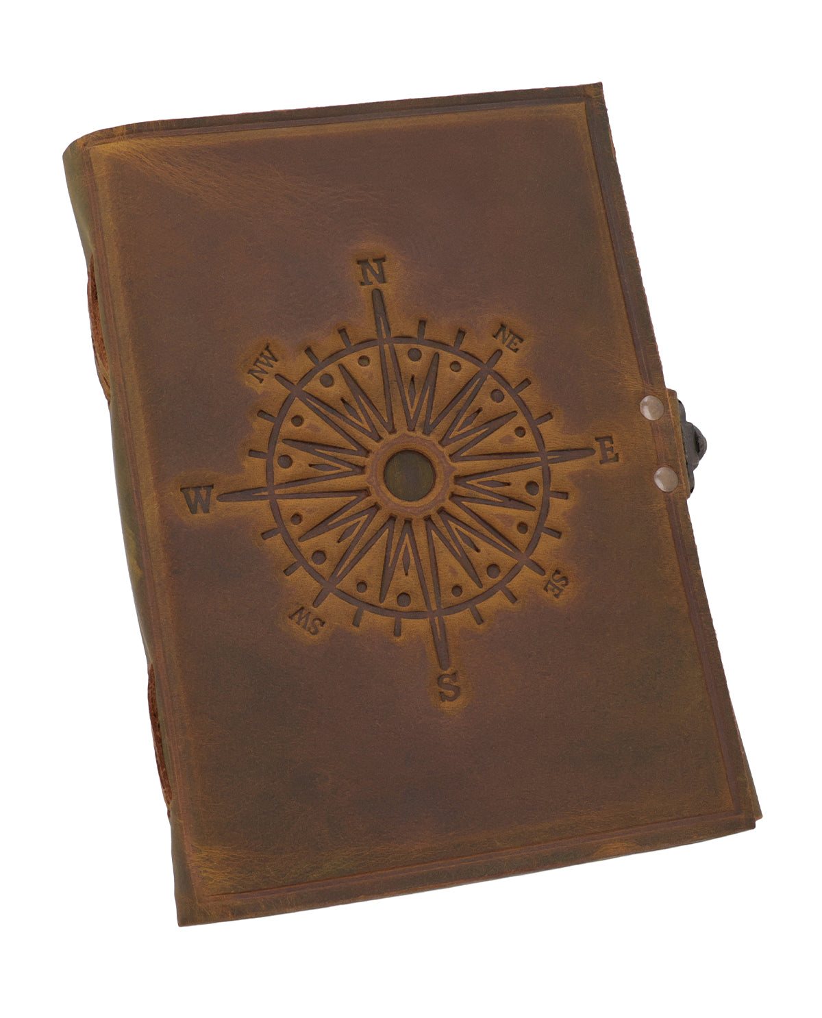 gusti-leder-sola-buch-mit-lederumschlag-braun-a5-notizbuch-kompass image 2