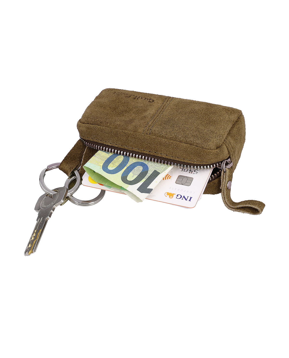 gusti-leder-butler-schl-sseletui-leder-gr-n-mit-2-schl-sselringen image 3