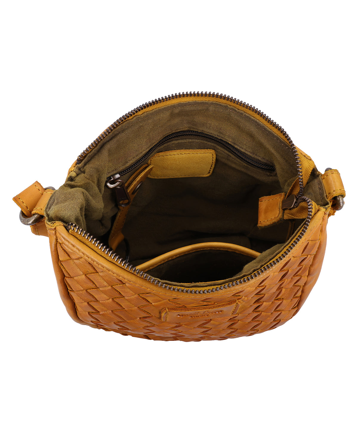 gusti-leder-cecilie-handtasche-damen-gelb-mit-flechtmuster image 4