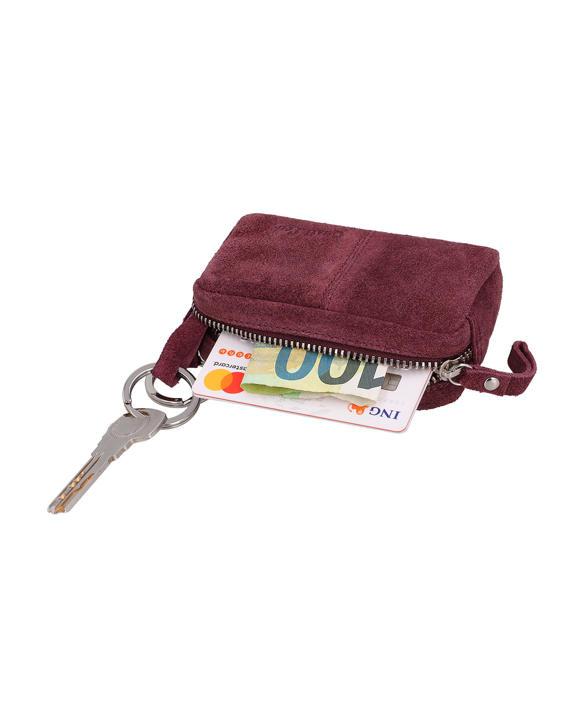 gusti-leder-butler-schl-sseletui-rot-leder-mit-2-schl-sselringen image 3