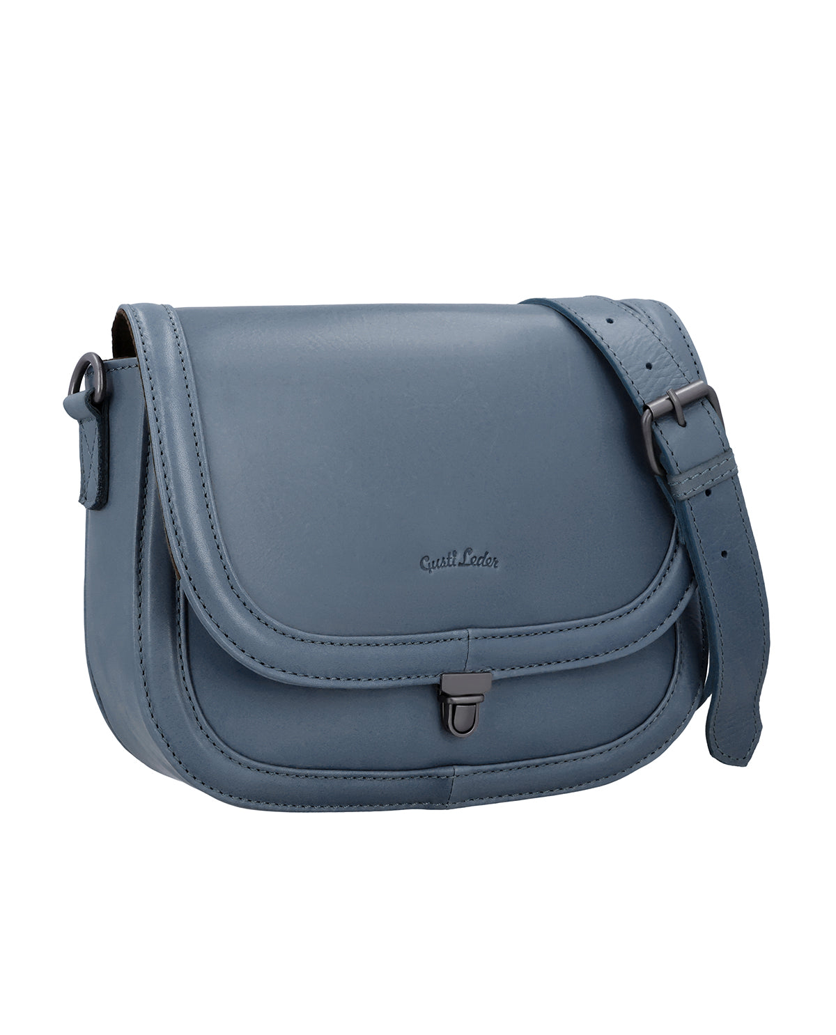 gusti-leder-hanni-kleine-blaue-lederhandtasche-damen-mit-airtag-fach image 2