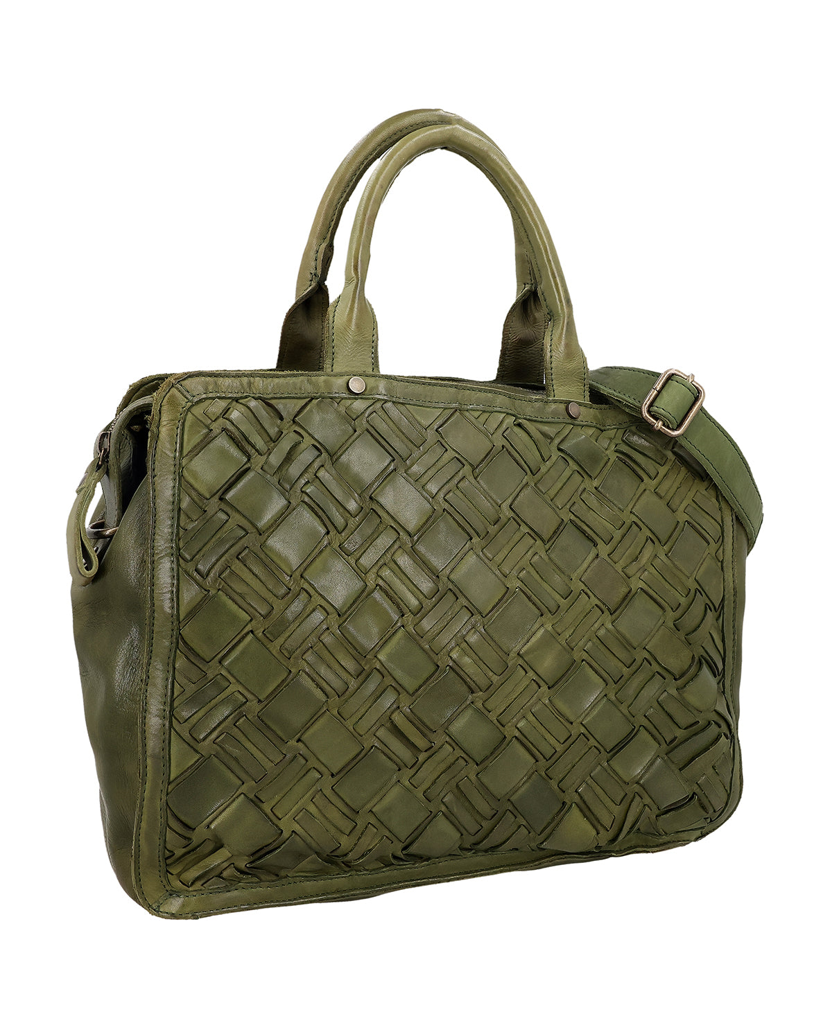 gusti-leder-jessi-messenger-bag-gr-n-mit-flechtoptik-und-laptopfach image 2