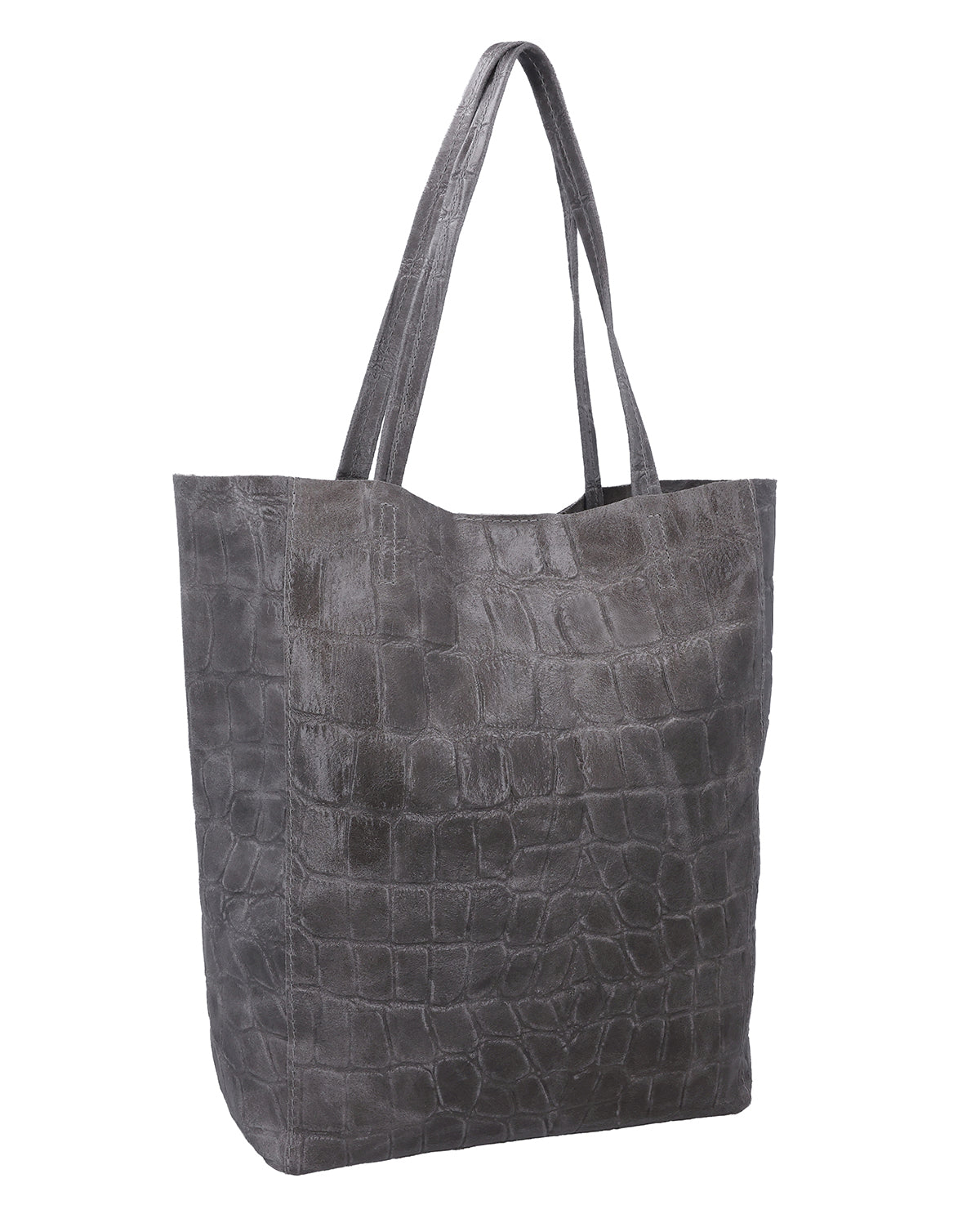 gusti-leder-vilma-lederhandtasche-damen-grau-kroko-optik image 2
