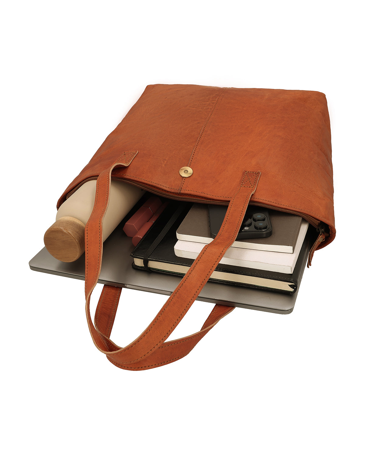 gusti-leder-alexandra-damen-shopper-braun-mit-magnet-und-rei-verschluss image 3