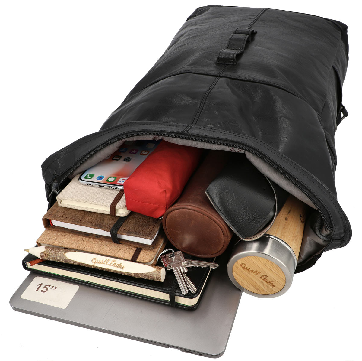 gusti-leder-bendik-rolltop-rucksack-leder-schwarz image 3