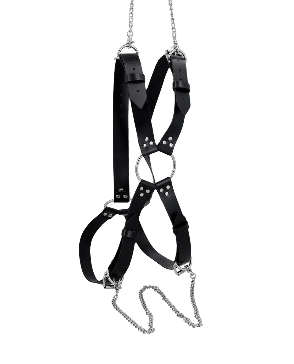 gusti-leder-viljo-bodyharness-brustgeschirr-aus-leder-mit-kette-schwarz image 1