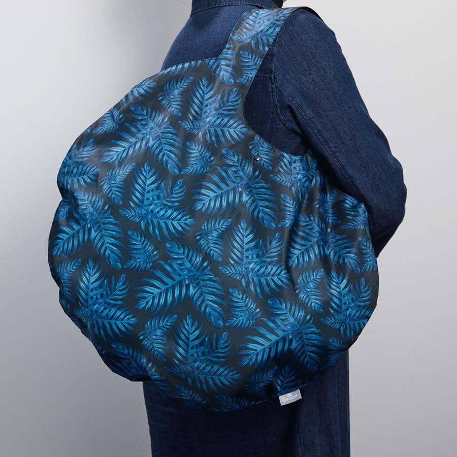 cedon-philodendron-blue-shopper-faltbare-einkaufstasche-handgep-ck image 3