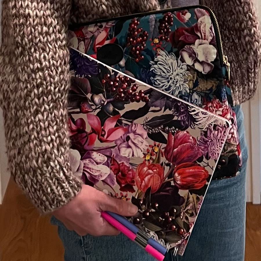 cedon-easy-laptop-case-blumenbouquet-petrol-leichte-laptoptasche image 3