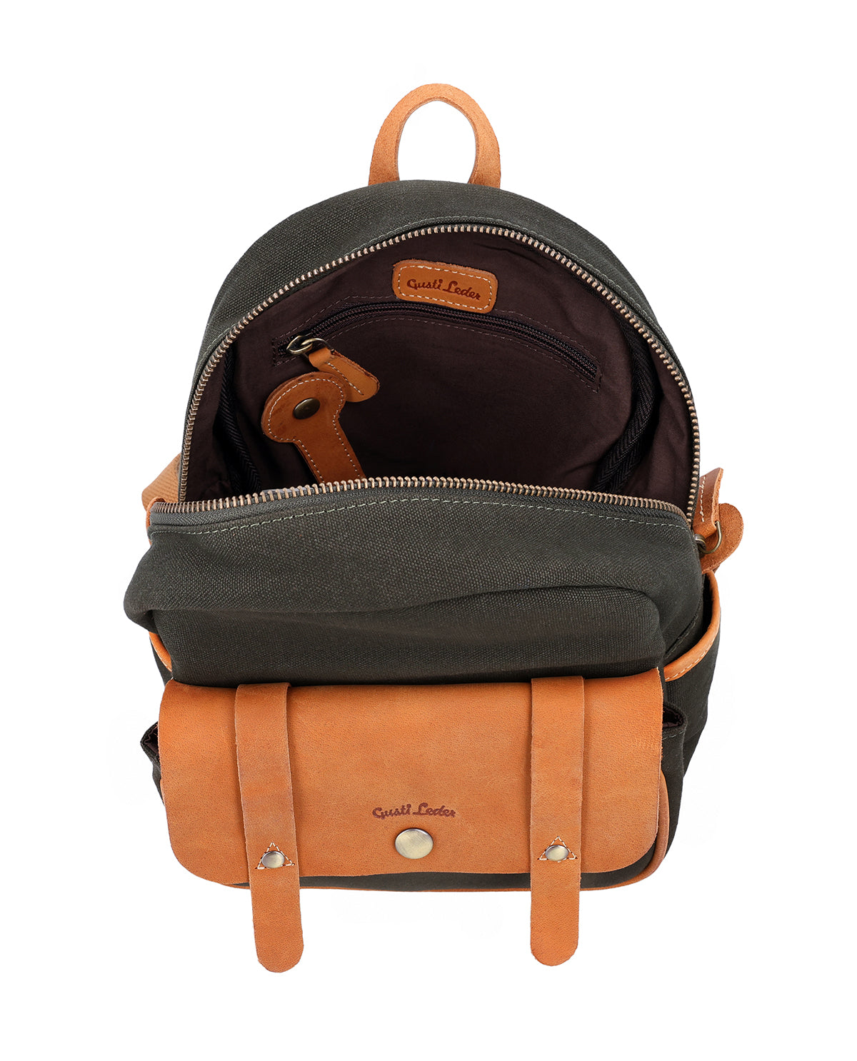 gusti-leder-liva-rucksack-damen-aus-stoff-und-leder-braun-mit-airtag-fach image 4