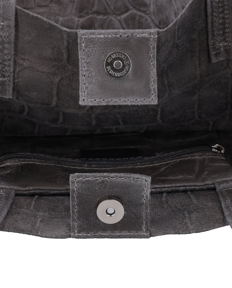 gusti-leder-vilma-damen-handtasche-leder-grau-kroko-optik image 4