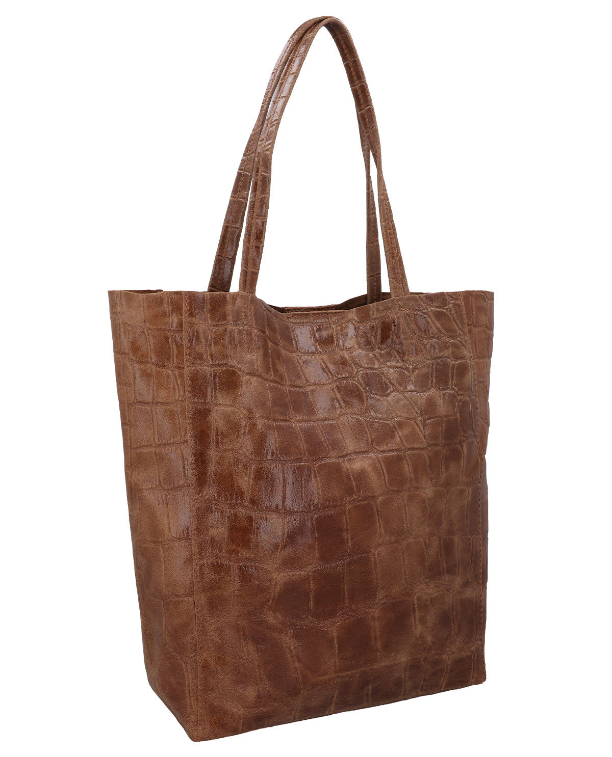 gusti-leder-vilma-lederhandtasche-damen-braun-kroko-optik image 2