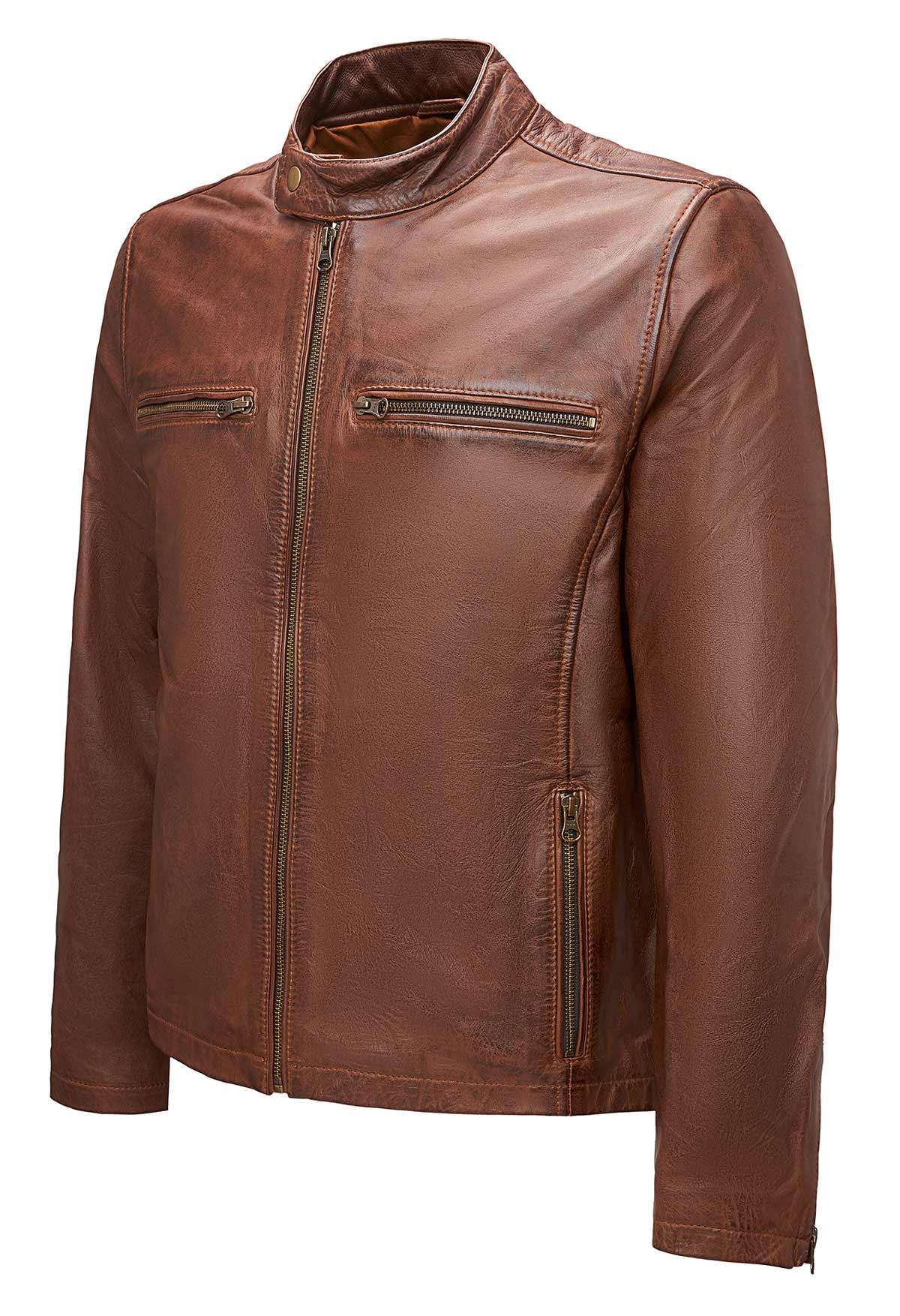 gusti-leder-outlet-lederjacke-damen-herren-braun-mit-2-wege-rei-verschluss image 2