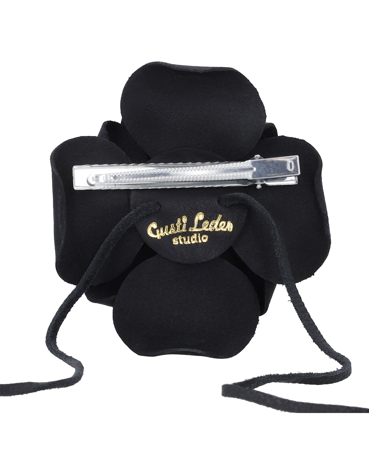 gusti-leder-iva-haarspange-lederblume-schwarz-lwg-leder image 4
