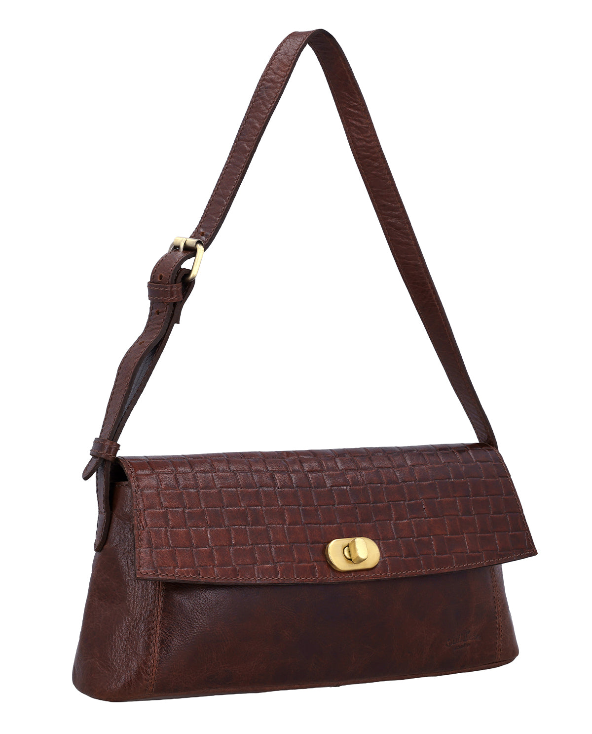 gusti-leder-sari-kleine-lederhandtasche-damen-dunkelbraun-mit-drehverschluss image 2