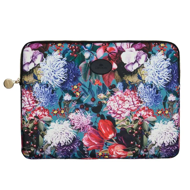 cedon-easy-laptop-case-blumenbouquet-petrol-leichte-laptoptasche image 1