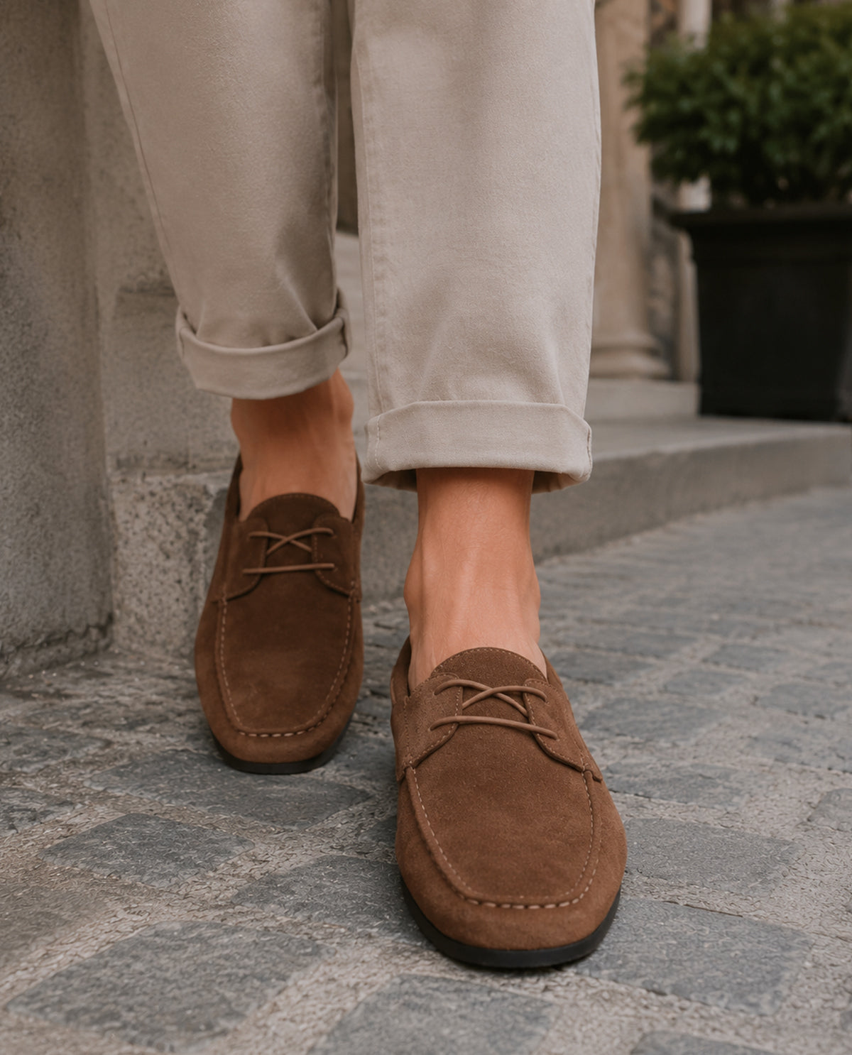 gusti-leder-elex-mokassin-herren-veloursleder-cognac image 4
