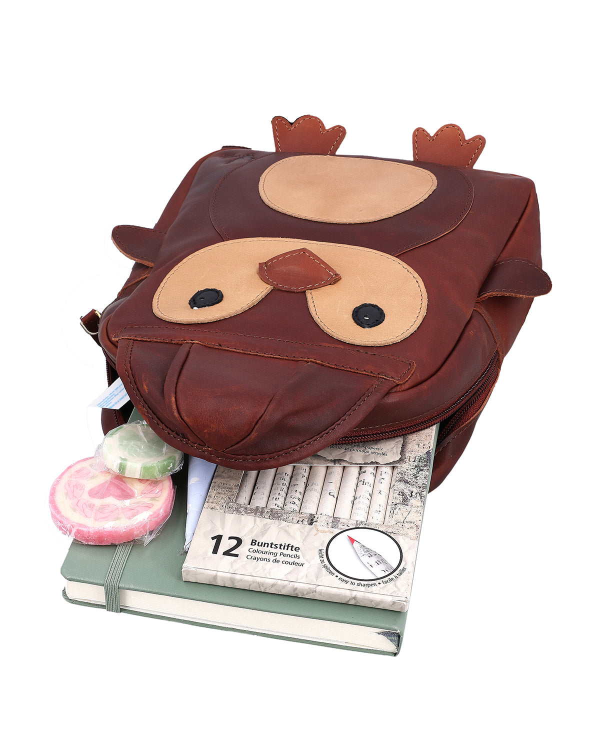 gusti-leder-addi-kinderrucksack-pinguin-braun-mit-airtag-fach image 2
