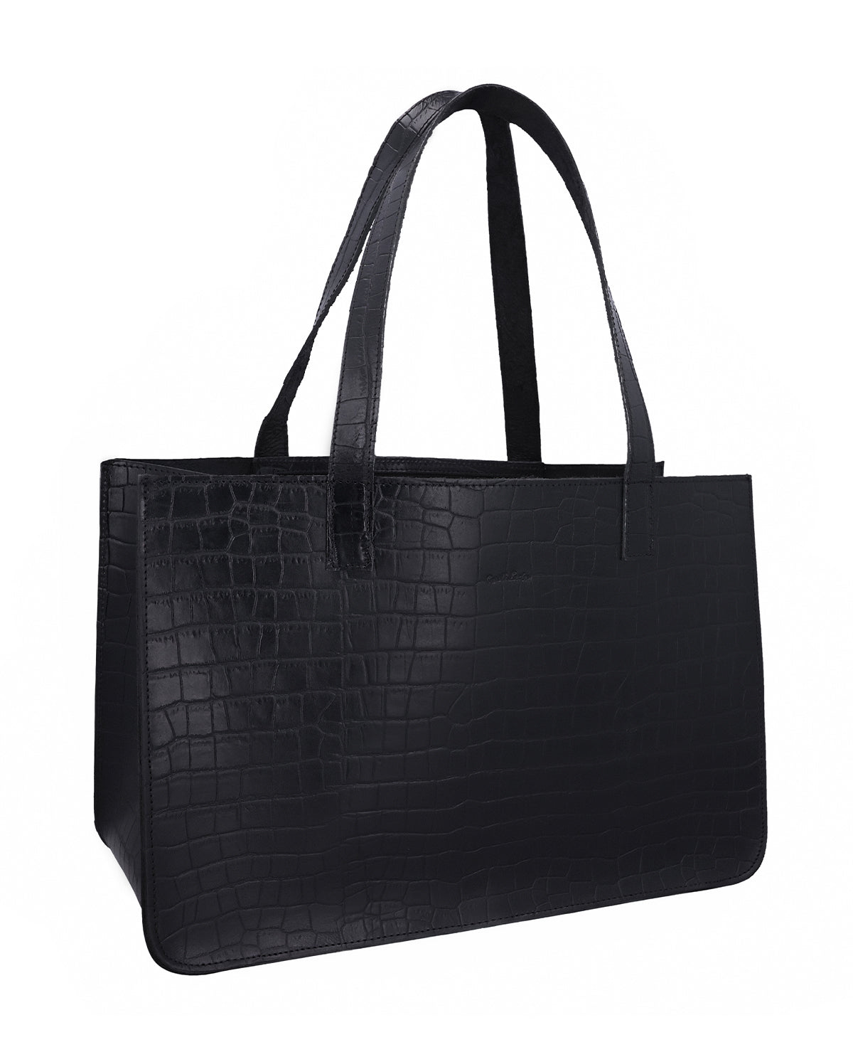 gusti-leder-agatha-shopper-handtasche-business-schwarz-croco-optik-mit-laptopfac image 2