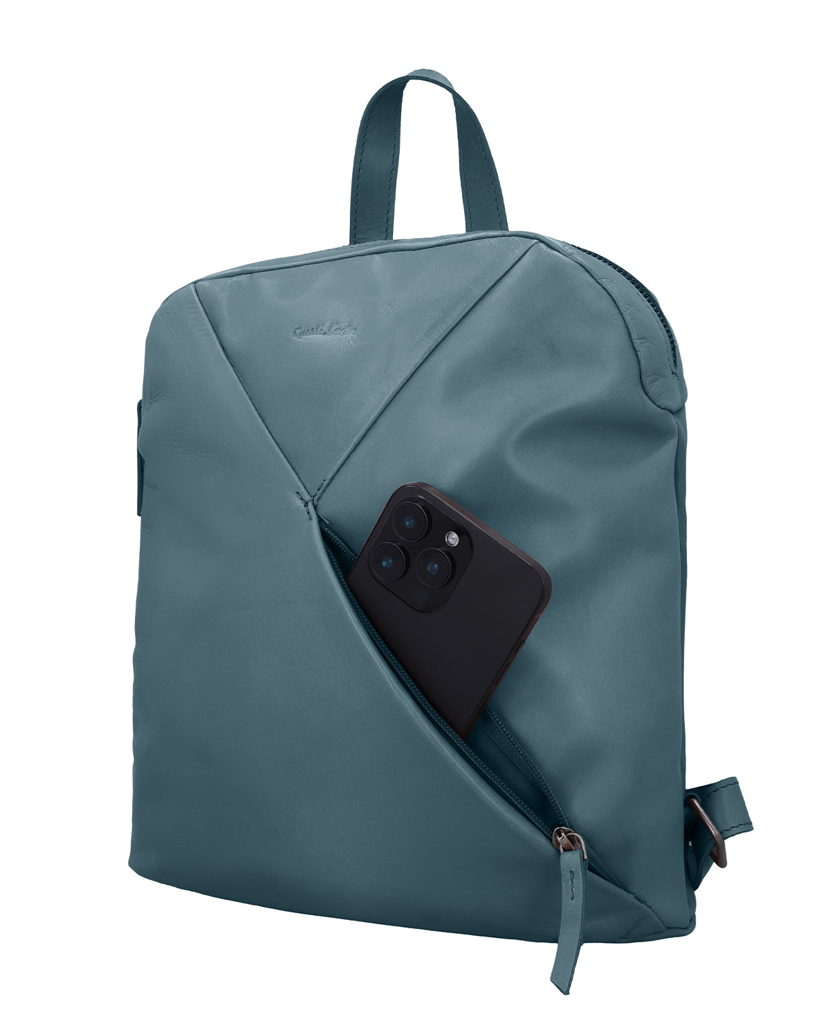 gusti-leder-sanna-rucksack-aus-leder-blau-mit-airtag-fach image 2
