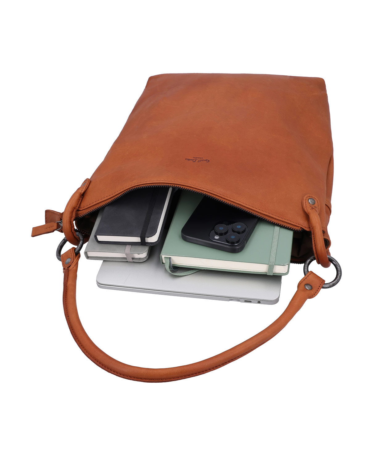 gusti-leder-cathy-shopper-braun-leder-mit-rei-verschluss image 3