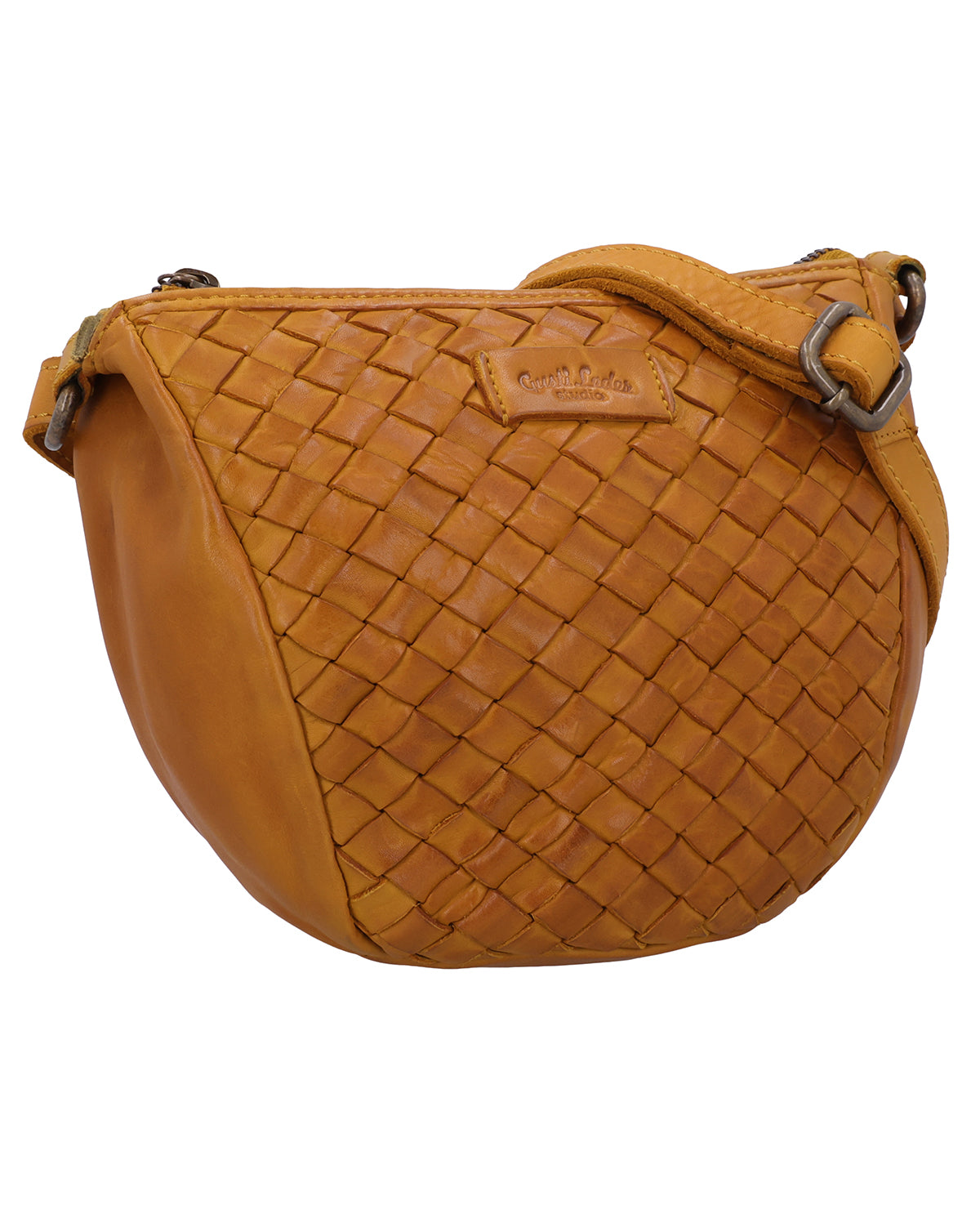 gusti-leder-cecilie-handtasche-damen-gelb-mit-flechtmuster image 2
