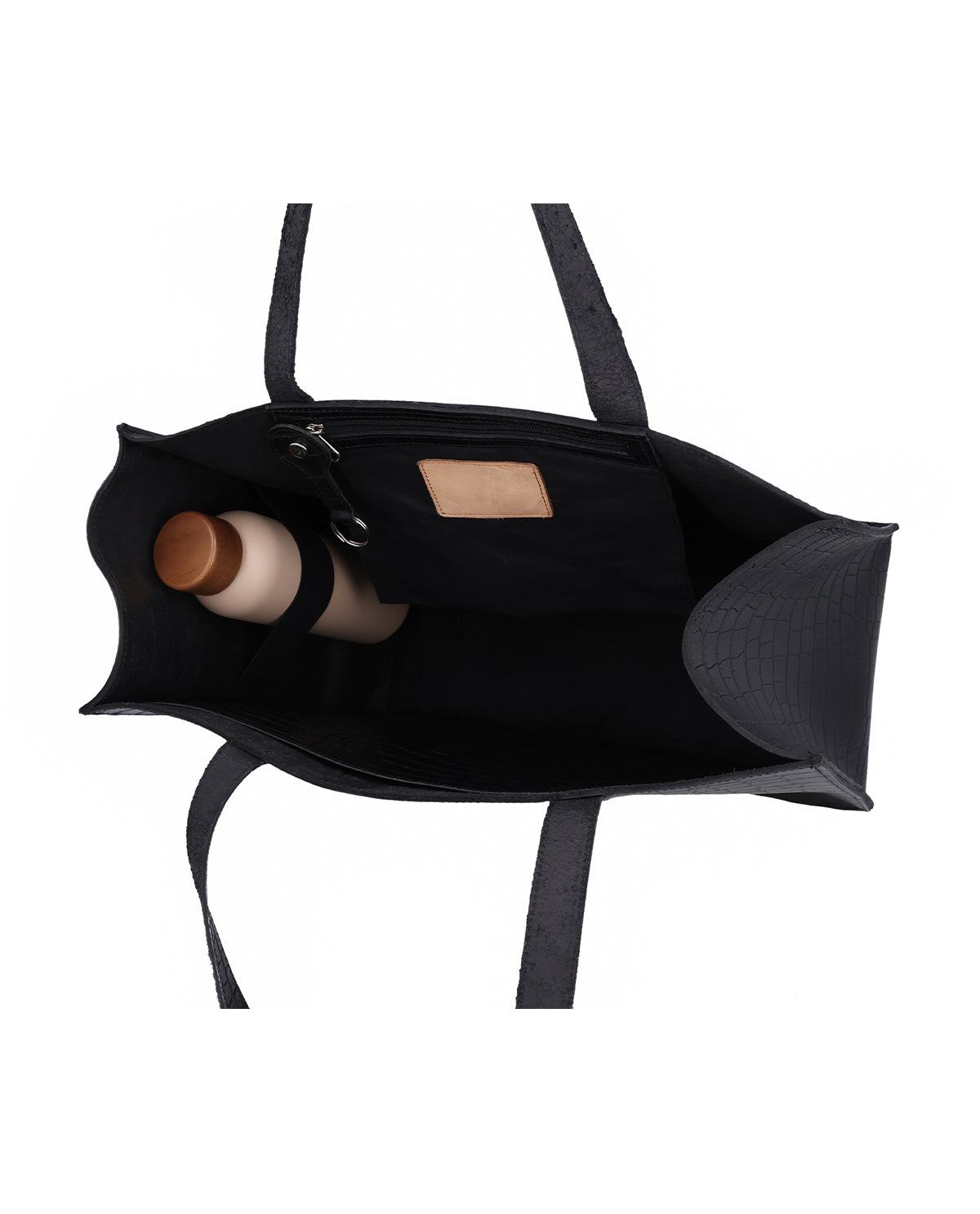 gusti-leder-agatha-shopper-handtasche-business-schwarz-croco-optik-mit-laptopfac image 8