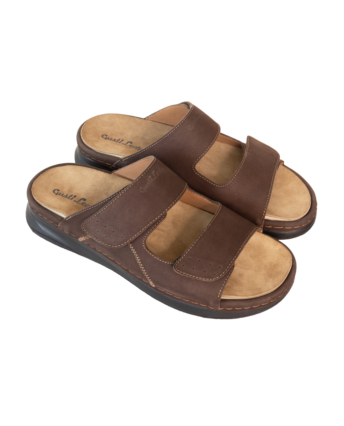 gusti-leder-florian-sandale-herren-braun-klett-weiche-einlegesohle image 2