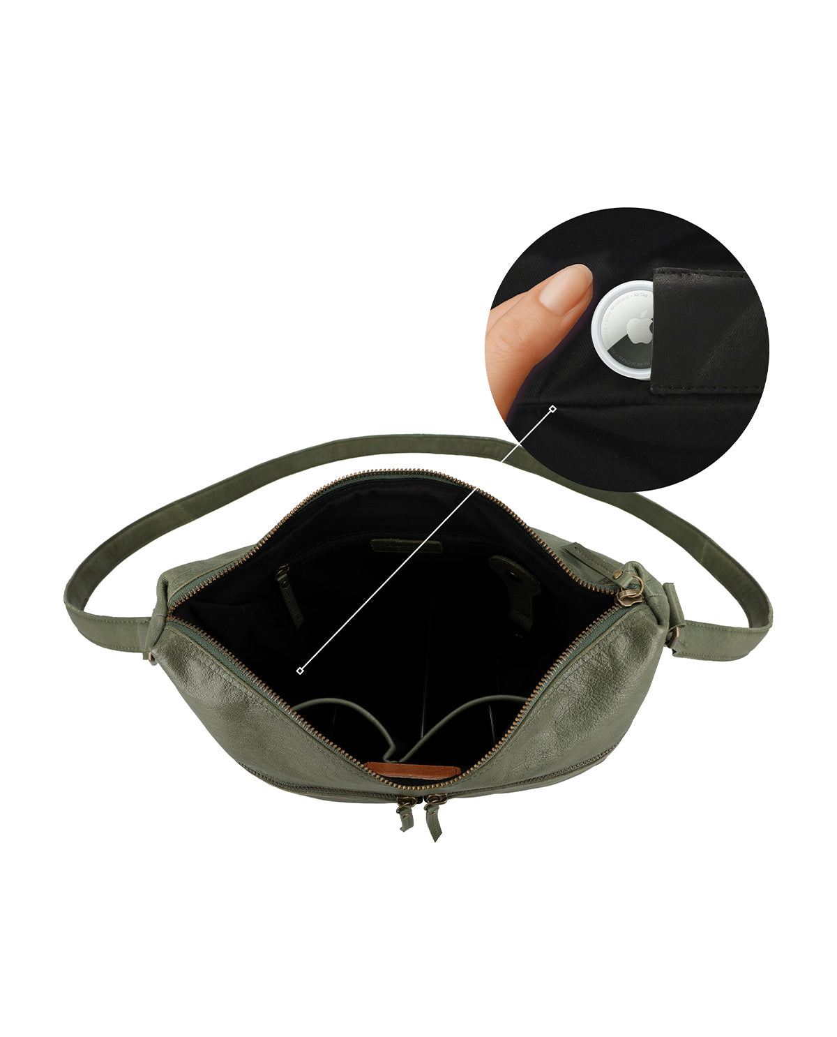 gusti-leder-elice-handtasche-damen-gr-n-mit-airtag-fach image 5