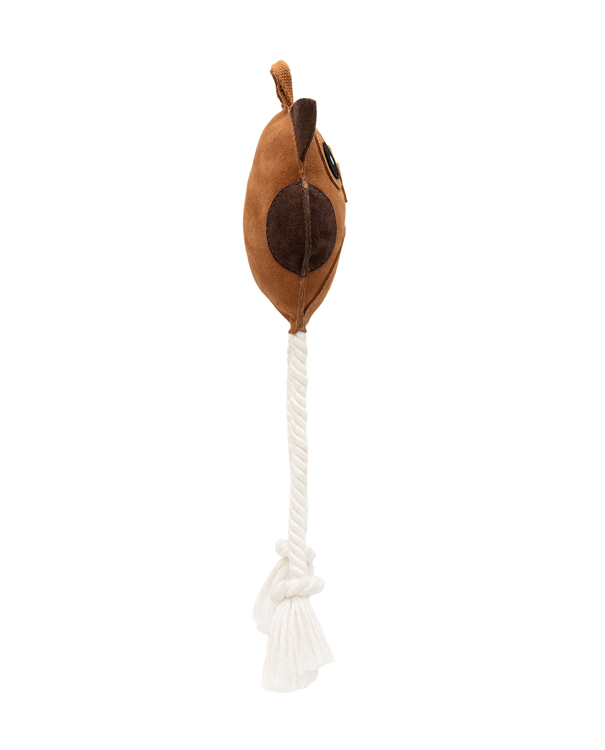 gusti-leder-ibo-hundespielzeug-eule-braun-mit-baumwolltau image 5