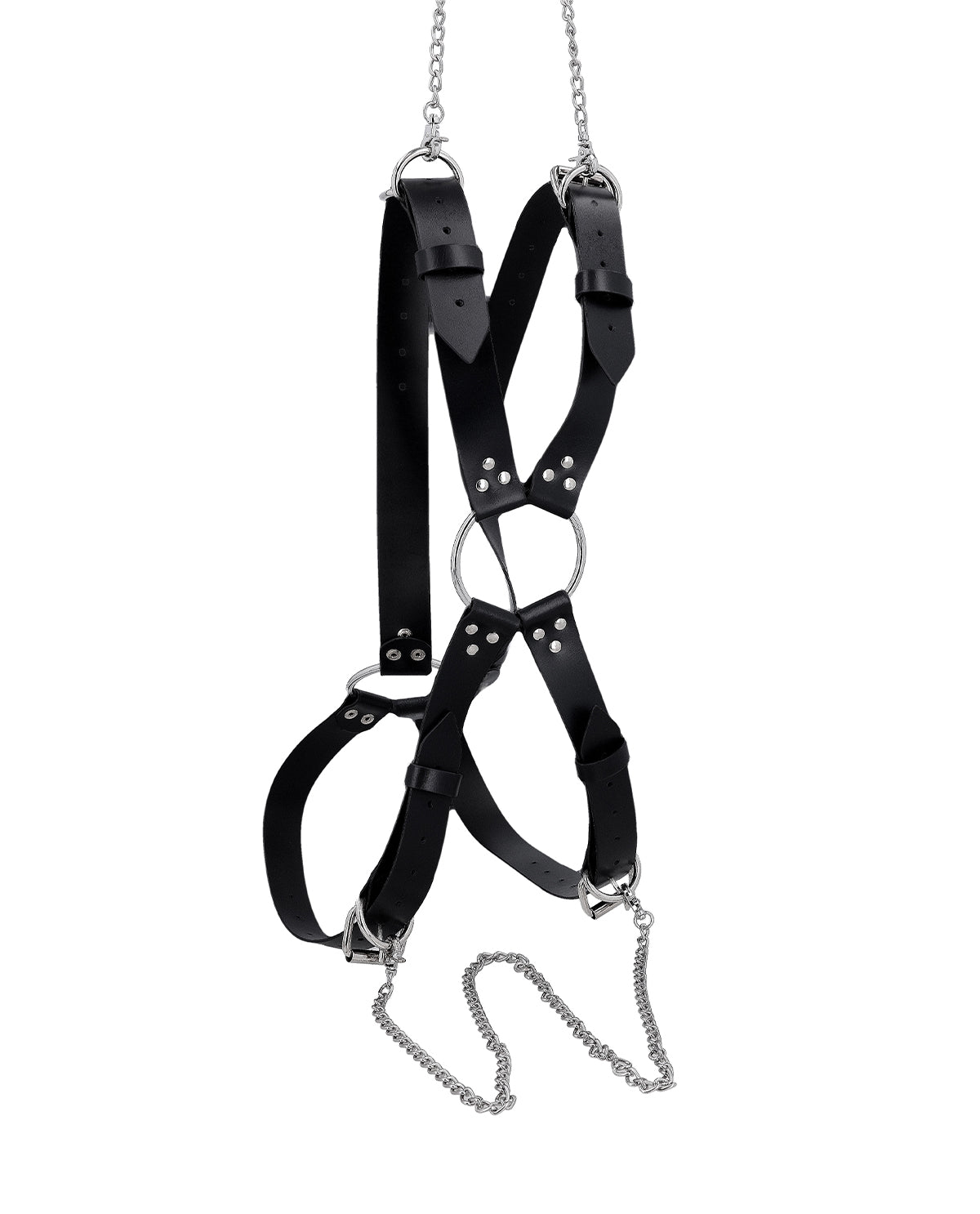 gusti-leder-viljo-body-harness-brustgurt-aus-leder-schwarz-mit-kette image 1